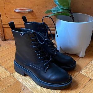 Black Leather Combat Boots